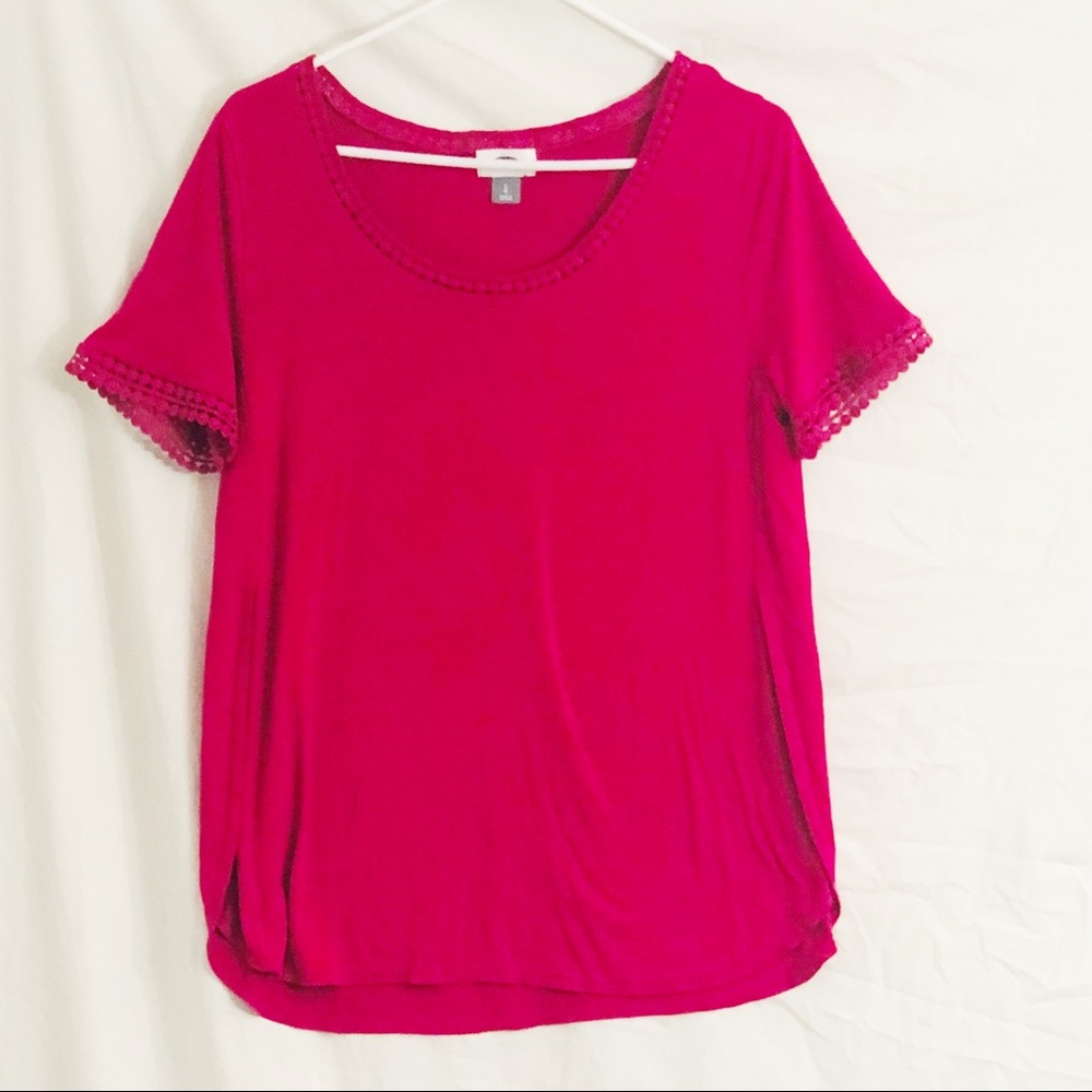 Old Navy Pink Floral Fringe Shirt Size Large